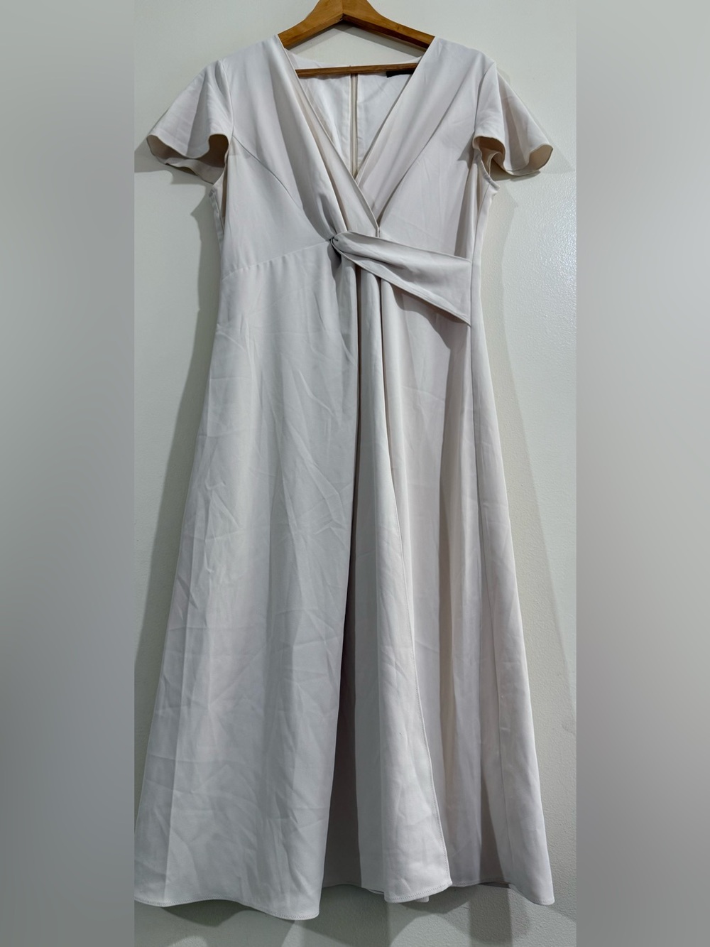 MOTF Soft Beige Tie-Front Maxi Dress